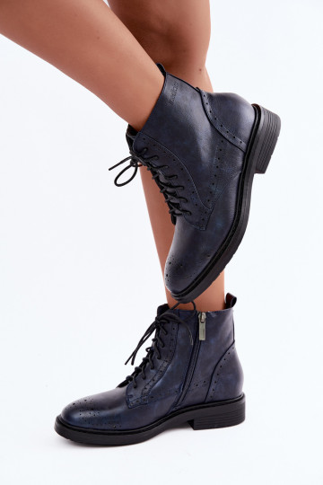 Botins femininos isolados com saltos largos Medicine RIN16-OBD426-59X, azul escuro