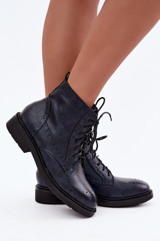 Botins femininos isolados com saltos largos Medicine RIN16-OBD426-59X, azul escuro