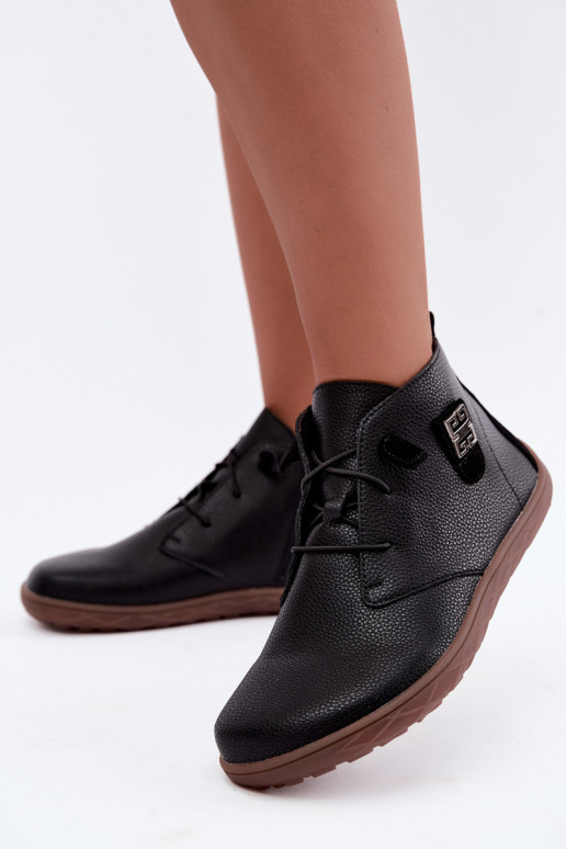 Sapatos de couro femininos Barefoot, pretos Sireya
