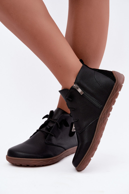 Sapatos de couro femininos Barefoot, pretos Sireya