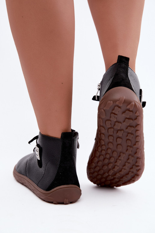 Sapatos de couro femininos Barefoot, pretos Sireya