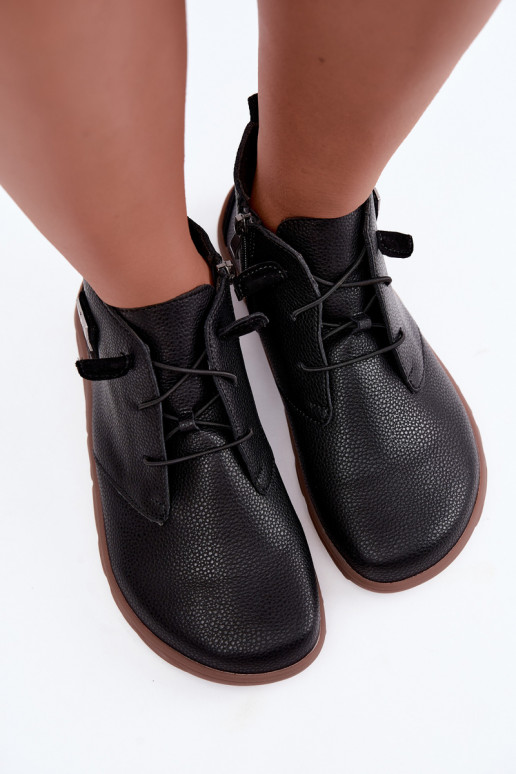 Sapatos de couro femininos Barefoot, pretos Sireya