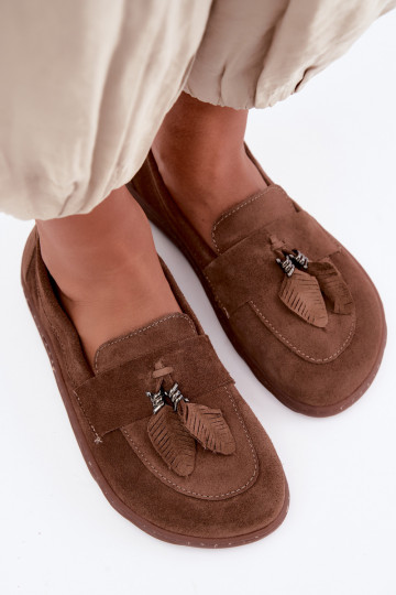 Mocassins de camurça sintética Barefoot Zazoo 10220, castanho
