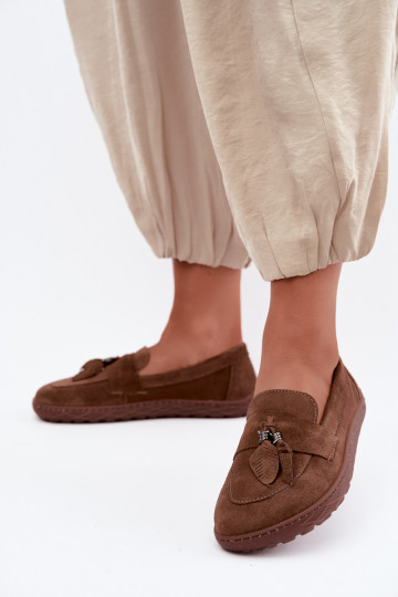 Mocassins de camurça sintética Barefoot Zazoo 10220, castanho 2