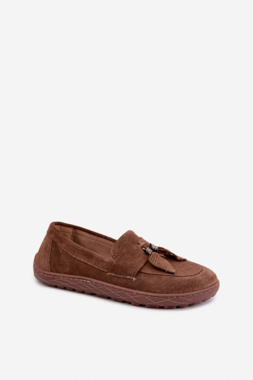 Mocassins de camurça sintética Barefoot Zazoo 10220, castanho