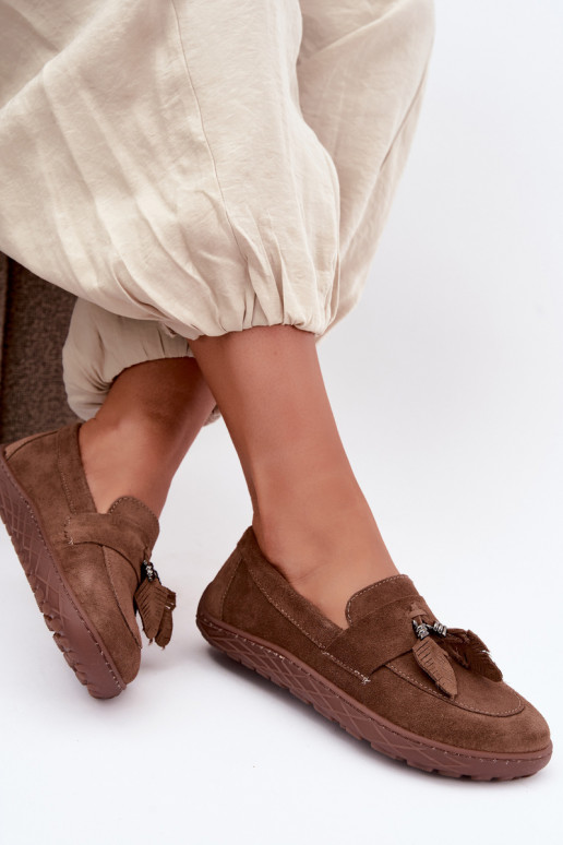 Mocassins de camurça sintética Barefoot Zazoo 10220, castanho