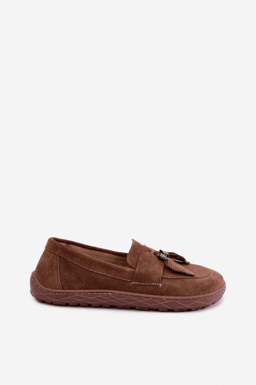 Mocassins de camurça sintética Barefoot Zazoo 10220, castanho