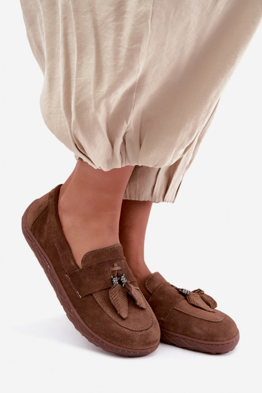 Mocassins de camurça sintética Barefoot Zazoo 10220, castanho