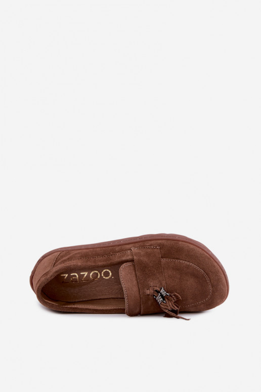 Mocassins de camurça sintética Barefoot Zazoo 10220, castanho