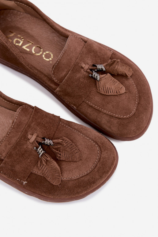 Mocassins de camurça sintética Barefoot Zazoo 10220, castanho