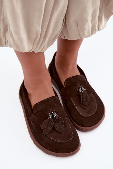 Mocassins de camurça sintética Barefoot Zazoo 10220, chocolate