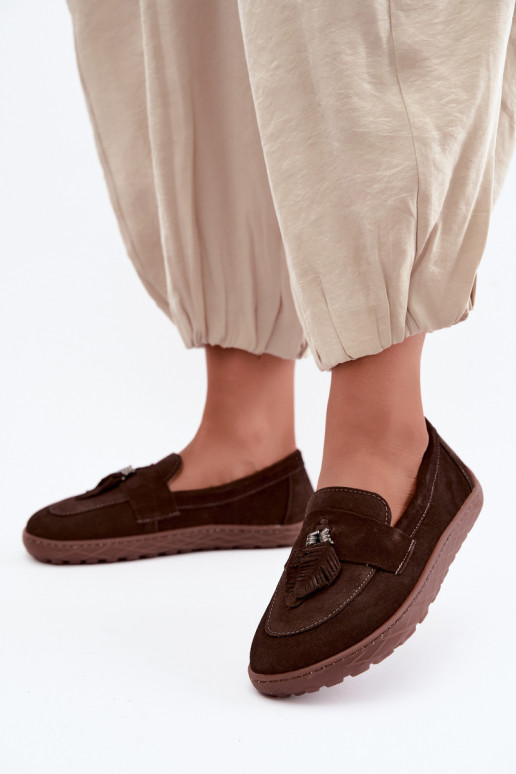 Mocassins de camurça sintética Barefoot Zazoo 10220, chocolate