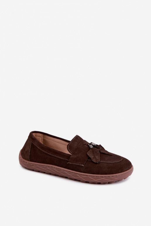 Mocassins de camurça sintética Barefoot Zazoo 10220, chocolate