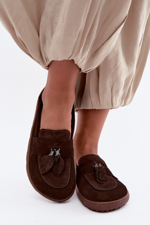 Mocassins de camurça sintética Barefoot Zazoo 10220, chocolate