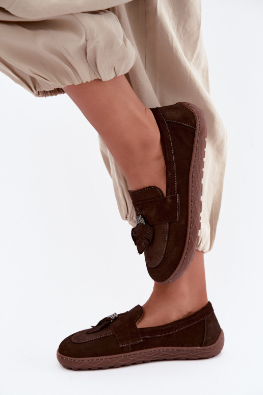 Mocassins de camurça sintética Barefoot Zazoo 10220, chocolate