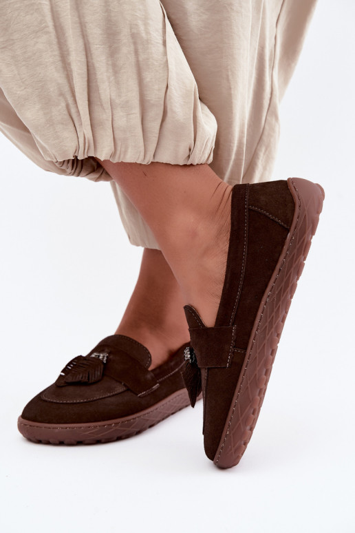 Mocassins de camurça sintética Barefoot Zazoo 10220, chocolate