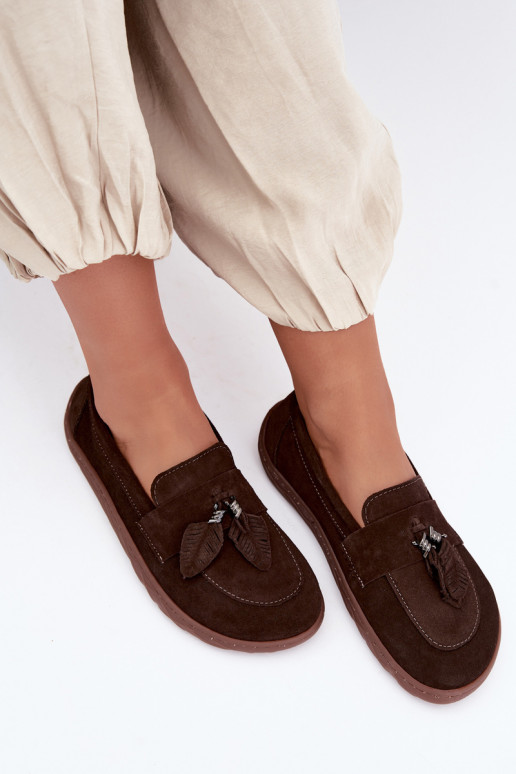 Mocassins de camurça sintética Barefoot Zazoo 10220, chocolate