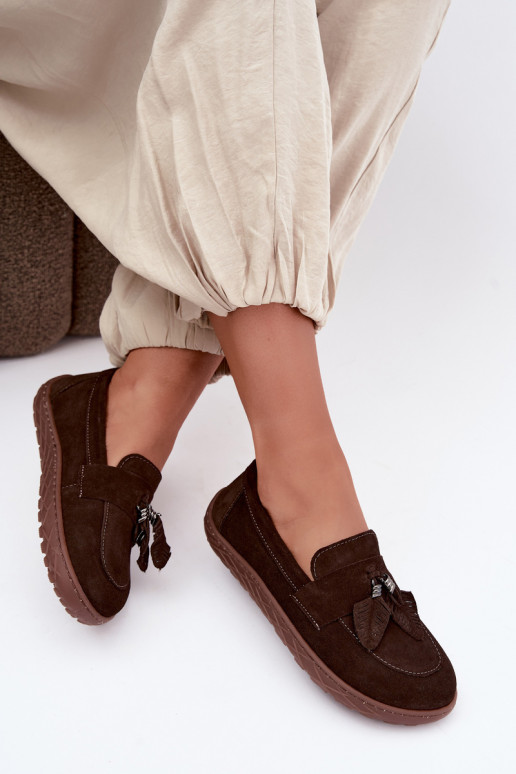 Mocassins de camurça sintética Barefoot Zazoo 10220, chocolate