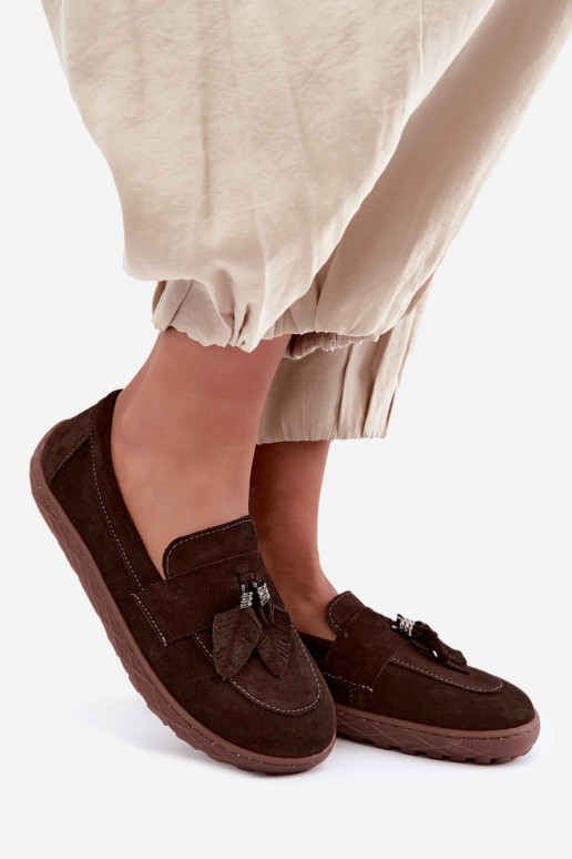 Mocassins de camurça sintética Barefoot Zazoo 10220, chocolate