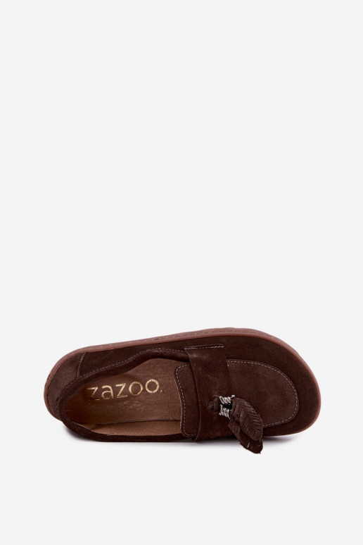 Mocassins de camurça sintética Barefoot Zazoo 10220, chocolate