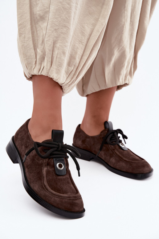 Sapatos femininos barefoot em camurça sintética D&A CR62-3460 cor chocolate