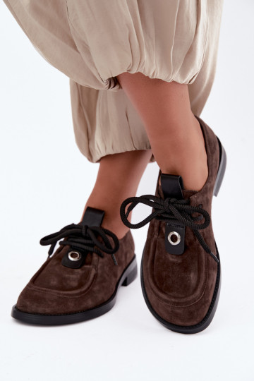 Sapatos femininos barefoot em camurça sintética D&A CR62-3460 cor chocolate 2