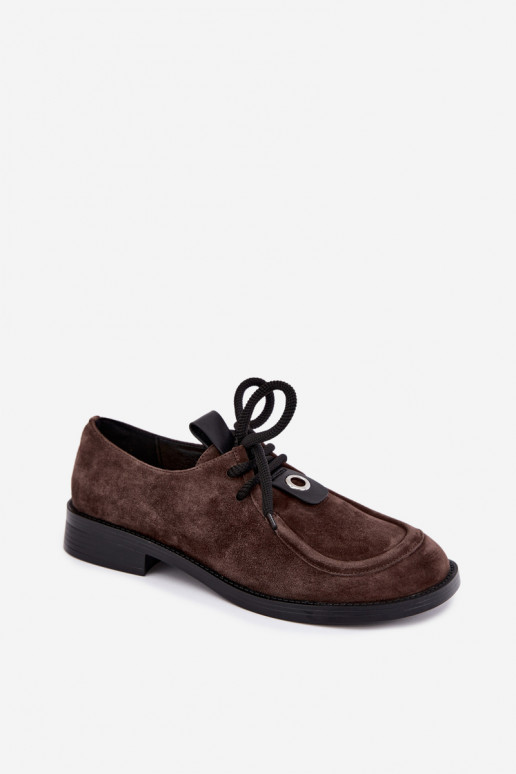 Sapatos femininos barefoot em camurça sintética D&A CR62-3460 cor chocolate