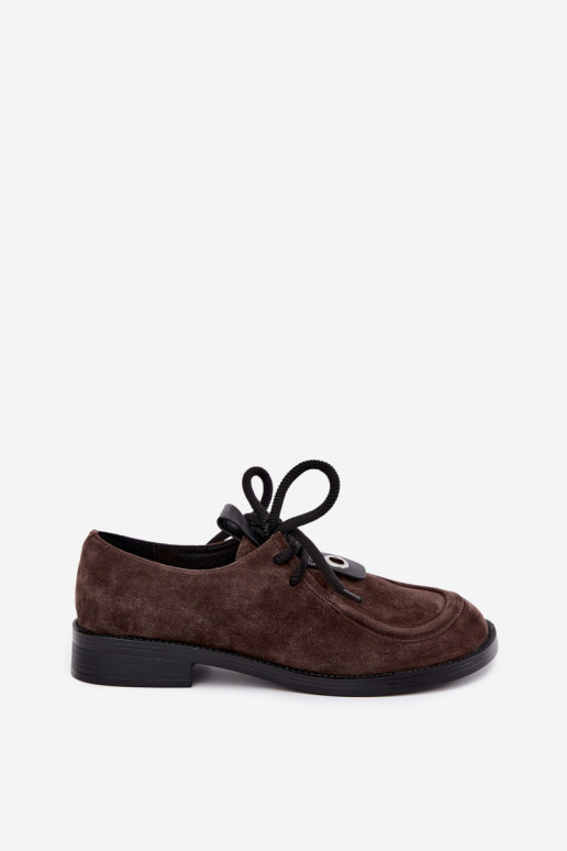 Sapatos femininos barefoot em camurça sintética D&A CR62-3460 cor chocolate
