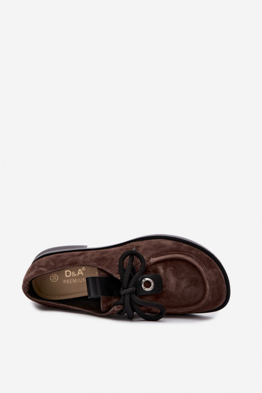 Sapatos femininos barefoot em camurça sintética D&A CR62-3460 cor chocolate