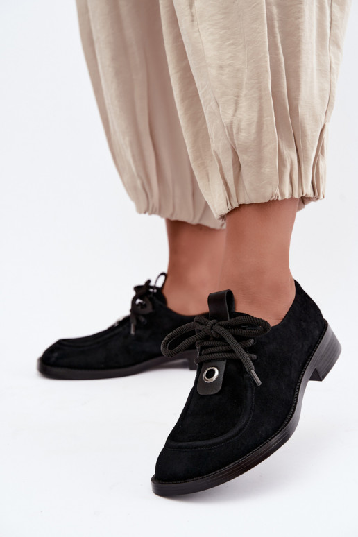 Sapatos femininos barefoot em camurça sintética D&A CR62-3460 cor preta
