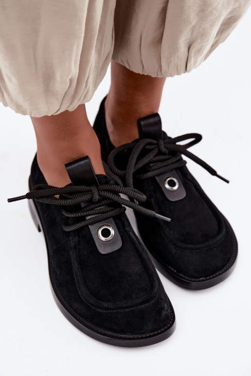Sapatos femininos barefoot em camurça sintética D&A CR62-3460 cor preta