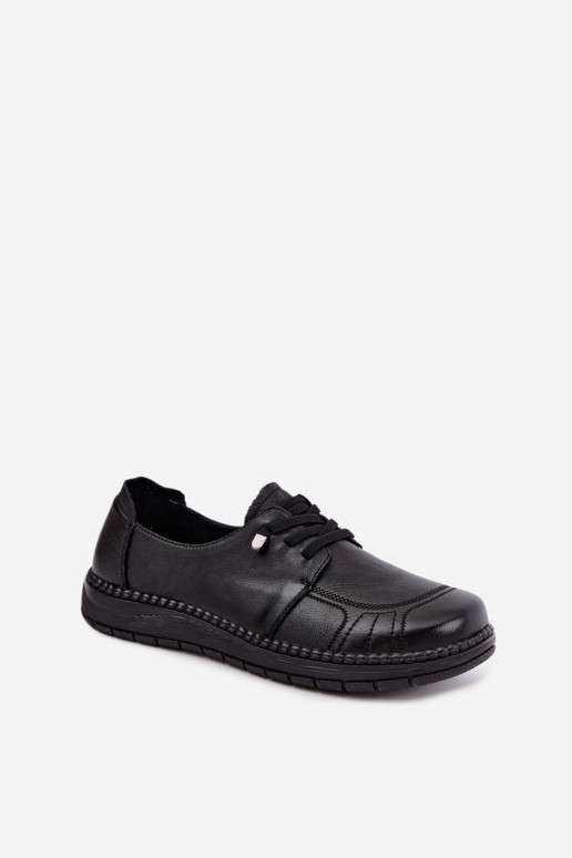 Sapatos femininos em couro natural Vinceza 107240 cor preta
