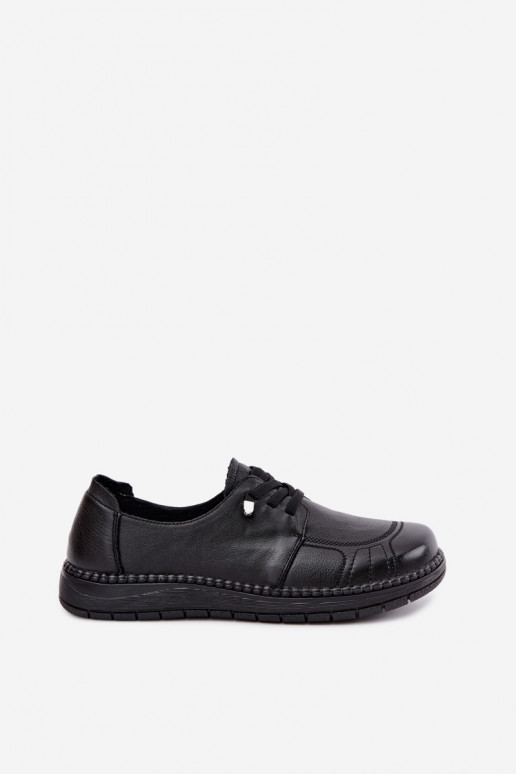 Sapatos femininos em couro natural Vinceza 107240 cor preta
