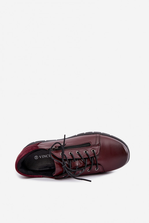 Sapatos femininos de couro com plataforma Vinceza 39964 cor bordô