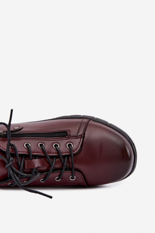 Sapatos femininos de couro com plataforma Vinceza 39964 cor bordô
