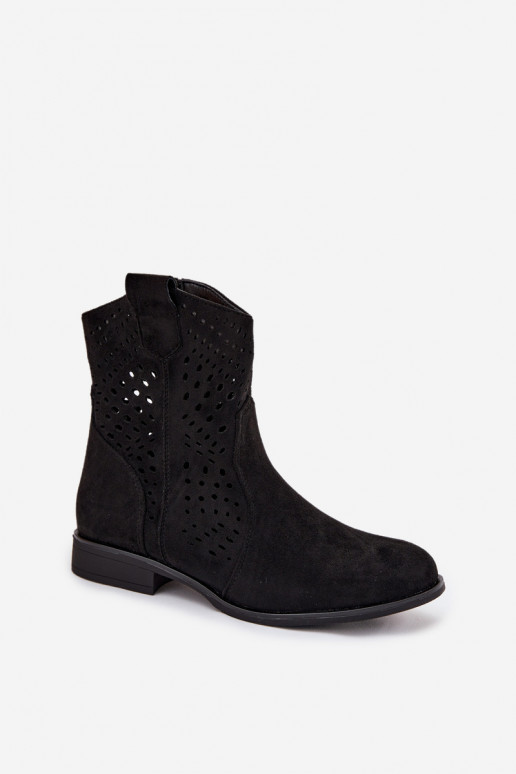 Botins abertos pretos com saltos largos Amisna