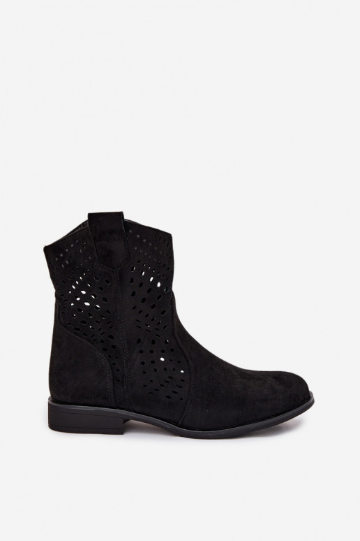 Botins abertos pretos com saltos largos Amisna