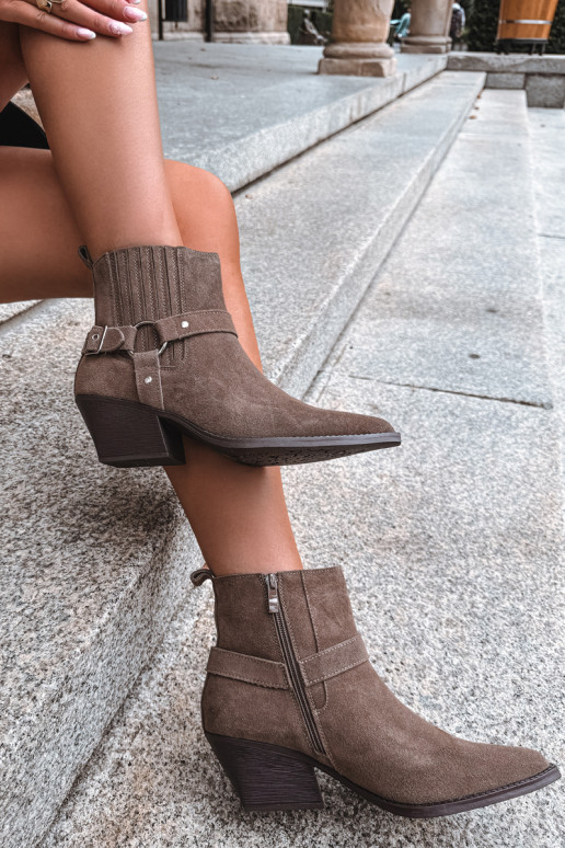 Botas de camurça estilo cowboy, quentes, marrons Fariah