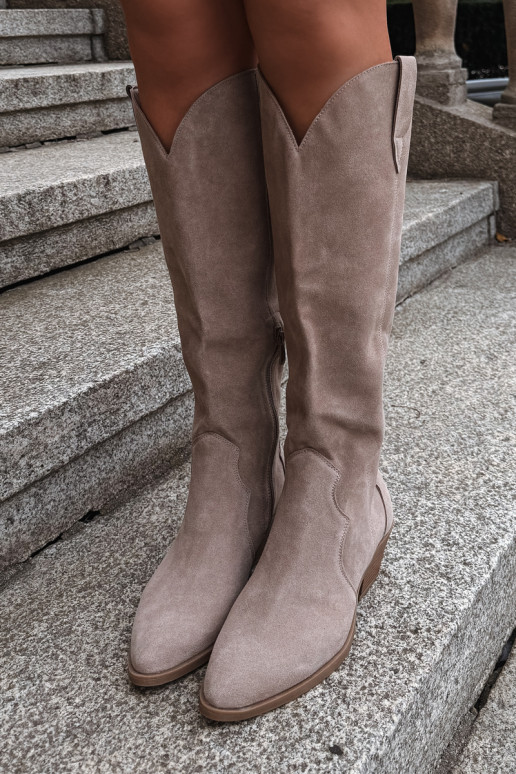 Botas de camurça estilo cowboy, areia Medira
