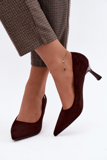 Sapatos de salto Vinceza 62323 cor chocolate