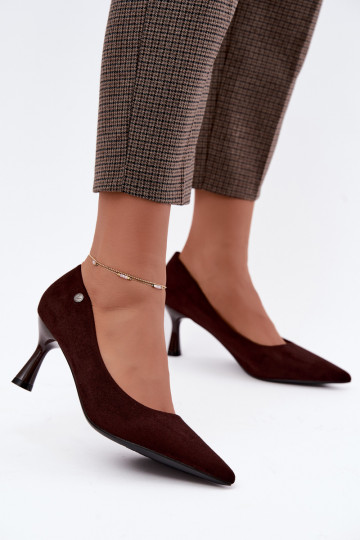 Sapatos de salto Vinceza 62323 cor chocolate 2
