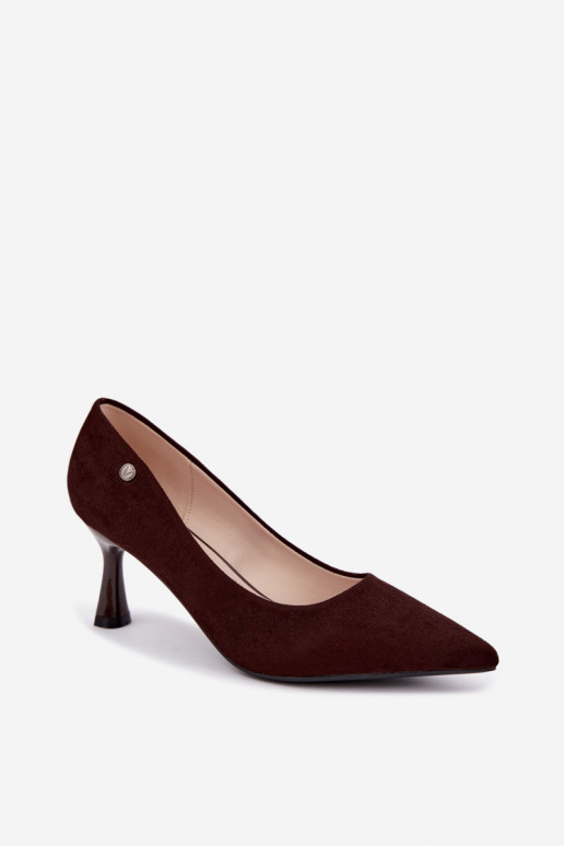 Sapatos de salto Vinceza 62323 cor chocolate