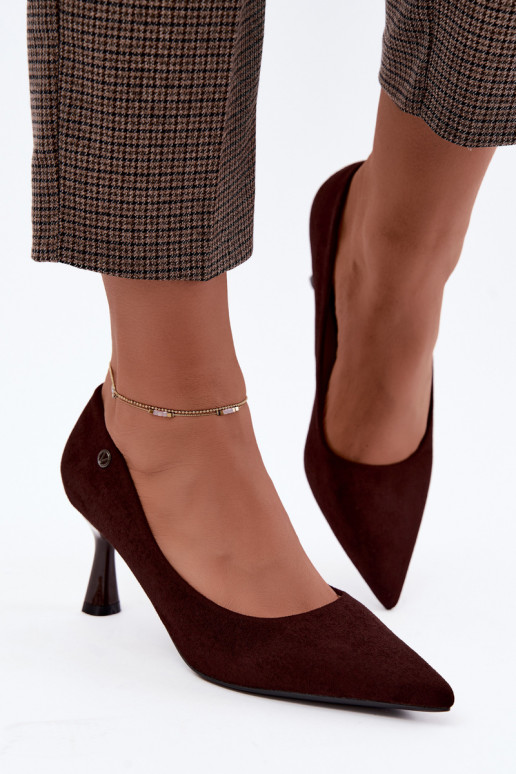 Sapatos de salto Vinceza 62323 cor chocolate