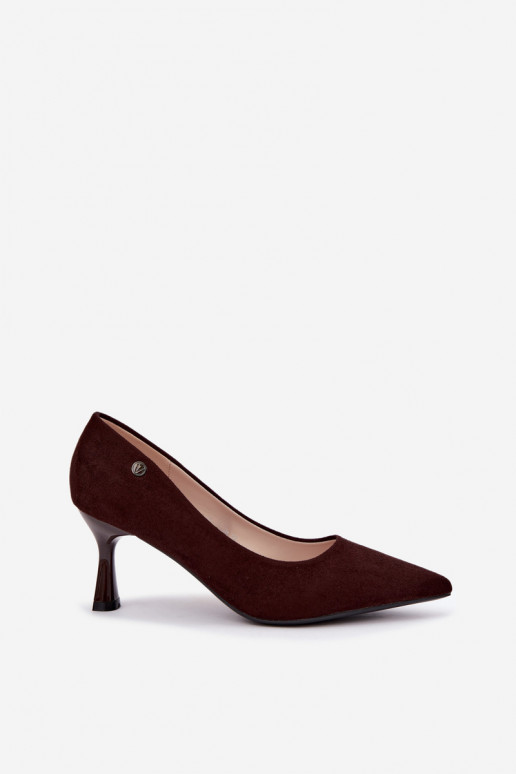 Sapatos de salto Vinceza 62323 cor chocolate