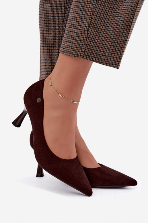 Sapatos de salto Vinceza 62323 cor chocolate