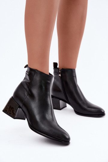 Botins Lurelia de couro preto 2