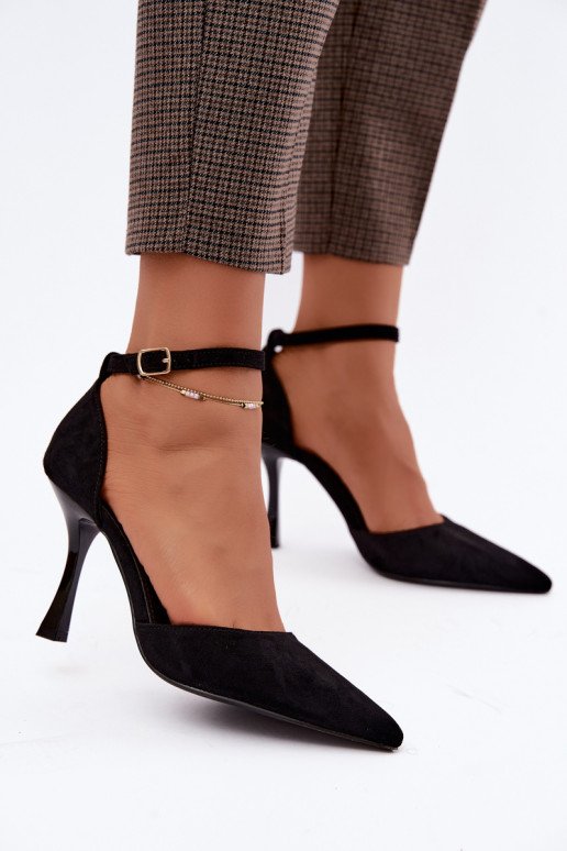 Sapatos de camurça pretos Ladessa com tiras