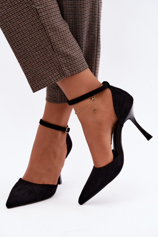 Sapatos de camurça pretos Ladessa com tiras