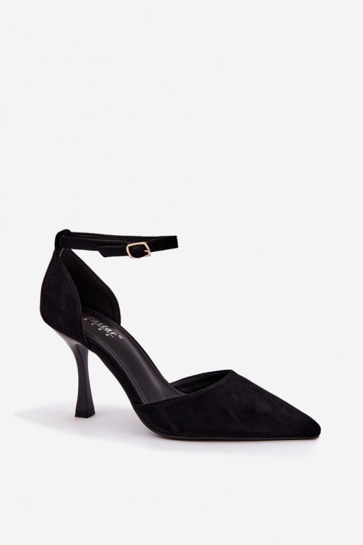Sapatos de camurça pretos Ladessa com tiras