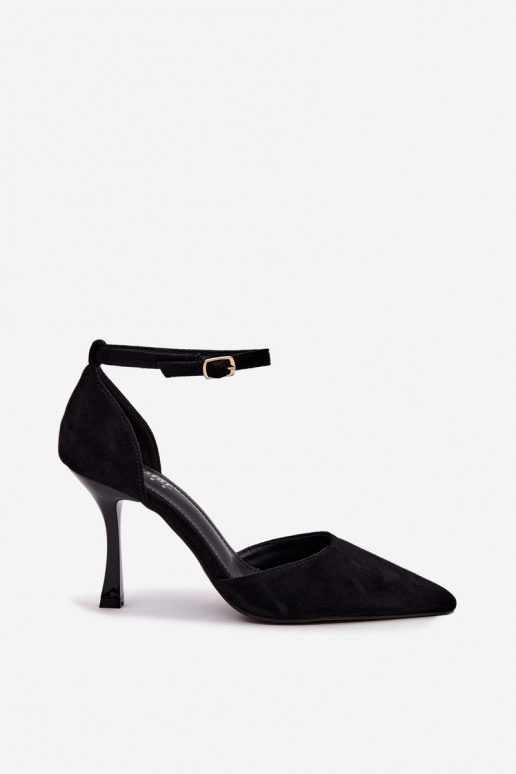 Sapatos de camurça pretos Ladessa com tiras